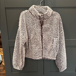 Express Textured Knit Jacket in Cream and Brown